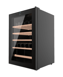  Cave à vin au rendement élevé avec compresseur et capacité pour 48 bouteilles. Température réglable et lumière LED à l'intérieur.