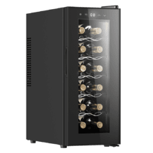 Bolero GrandSommelier 1250 CoolCrystal Cave à vin GrandSommelier 1250 CoolCrystal, avec une capacité pour 12 bouteilles et refroidissement thermoélectrique. Température réglable et lumière LED à l'intérieur