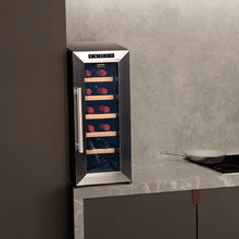 Bolero GrandSommelier 1270 CoolWood Bodega con capacidad de 12 botellas y enfriamiento termoeléctrico. Temperatura regulable y luz LED interior