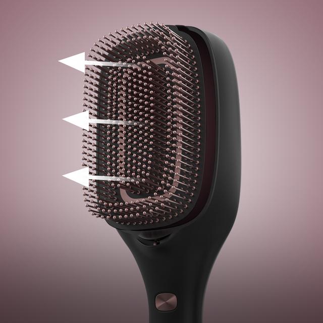 HairCare Revitalize Brosse réparatrice capillaire avec 5 technologies : vibration, ions négatifs, microcourants EMS, laser basse puissance (LLLT) et lumière LED rouge et bleue. Remplacez votre brosse conventionnelle et aidez à régénérer les cuticules des cheveux.