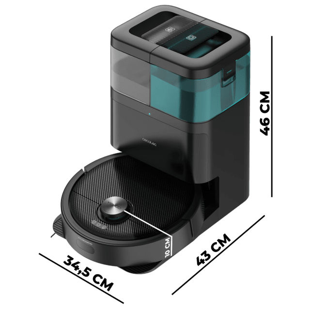 Conga 15090 SpinArm Home&Wash Robot aspirador con Tecnología láser de navegación. Base de autovaciado con tanques de polvo y agua, limpieza y secado de mopas. Cepillo de silicona. Mopas giratorias y elevables. Cepillo lateral. Motor de succión 8000 Pa. App y asistentes virtuales.