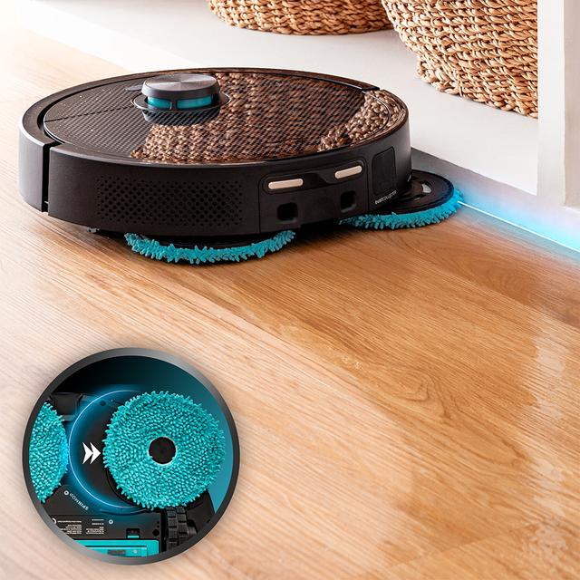 Conga 15090 SpinArm Home&Wash Robot aspirador con Tecnología láser de navegación. Base de autovaciado con tanques de polvo y agua, limpieza y secado de mopas. Cepillo de silicona. Mopas giratorias y elevables. Cepillo lateral. Motor de succión 8000 Pa. App y asistentes virtuales.