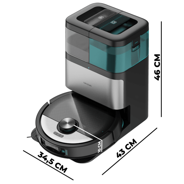 Conga 16090 AI SpinArm Home&Wash Robot aspirador con Tecnología láser de navegación y detección de objetos. Base de autovaciado con tanques de polvo y agua, limpieza y secado de mopas. Cepillo de silicona. Mopas giratorias y elevables. Cepillo lateral. Motor de succión 8000 Pa. App y asistentes virtuales.