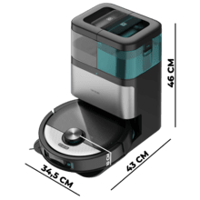 Conga 16090 AI SpinArm Home&Wash Robot aspirador con Tecnología láser de navegación y detección de objetos. Base de autovaciado con tanques de polvo y agua, limpieza y secado de mopas. Cepillo de silicona. Mopas giratorias y elevables. Cepillo lateral. Motor de succión 8000 Pa. App y asistentes virtuales.