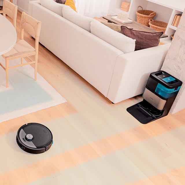 Conga 16090 AI SpinArm Home&Wash Robot aspirador con Tecnología láser de navegación y detección de objetos. Base de autovaciado con tanques de polvo y agua, limpieza y secado de mopas. Cepillo de silicona. Mopas giratorias y elevables. Cepillo lateral. Motor de succión 8000 Pa. App y asistentes virtuales.