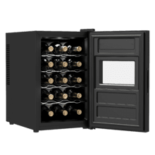 Bolero GrandSommelier 1550 CoolCrystal Cave de vinho com controlo da temperatura. Capacidade de 15 garrafas com sistema termoelétrico de arrefecimento, que garante um alto desempenho. Temperatura regulável e luz LED interior.