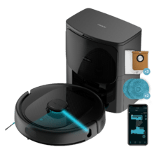 Conga 9590 Spin Revolution Ultra Power Home Robot aspirador con navegación láser. Evita objetos. 4 en 1: barre, aspira, friega y pasa las mopas. 10.000 Pa de succión. Máximo 240 minutos de autonomía. Fregado profesional con mopas giratorias. Cepillo de silicona, óptimo para pelo de mascotas. 1 cepillo lateral. 4 niveles de potencia de aspiración y fregado. Control APP Cecotec y asistentes virtuales.