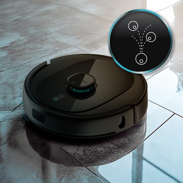 Conga 9590 Spin Revolution Ultra Power Home Robot aspirateur Système de nettoyage innovant avec deux tissus qui tournent à toute vitesse, s'humidifient en permanence et exercent une pression sur le sol pour éliminer les taches les plus tenaces.