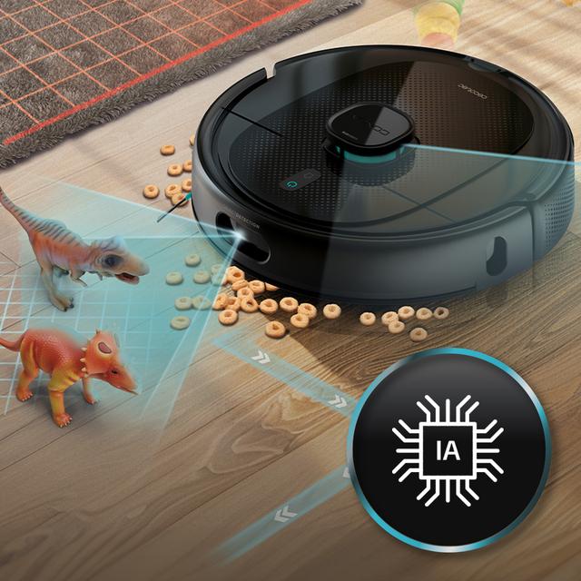 Conga 9990 AI Spin Revolution Ultra Power Home Staubsaugerroboter mit Lasernavigation und selbstreinigender Basis. Künstliche Intelligenz, vermeidet Objekte. 4 in 1: fegt, staubsaugt, wischt und schrubbt. 10.000 Pa Saugleistung. Maximale Autonomie von 240 Minuten. Professionelles Schrubben mit rotierenden Mopps. Silikonbürste, optimal für Tierhaare. 1 Seitenbürste. 4 Saug- und Scheuerleistungsstufen. Cecotec APP-Steuerung und virtuelle Assistenten.