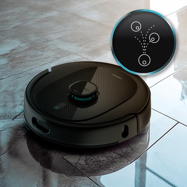 Conga 9990 AI Spin Revolution Ultra Power Home Staubsaugerroboter mit Lasernavigation und selbstreinigender Basis. Künstliche Intelligenz, vermeidet Objekte. 4 in 1: fegt, staubsaugt, wischt und schrubbt. 10.000 Pa Saugleistung. Maximale Autonomie von 240 Minuten. Professionelles Schrubben mit rotierenden Mopps. Silikonbürste, optimal für Tierhaare. 1 Seitenbürste. 4 Saug- und Scheuerleistungsstufen. Cecotec APP-Steuerung und virtuelle Assistenten.