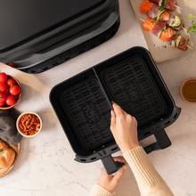 Cecofry Dual 9000 Fritadeira sem óleo Airfryer Fritadeira sem óleo digital e compacta de 9 L com capacidade de 9 L, tecnologia PerfectCook e parede divisória móvel para escolher entre dois cestos com temperatura dupla ou tornar-se um único balde.