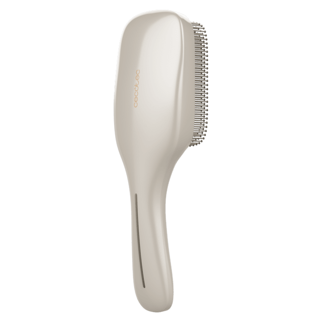 HairCare Revitalize Champagne Brosse réparatrice capillaire avec 5 technologies : vibration, ions négatifs, microcourants EMS, laser basse puissance (LLLT) et lumière LED rouge et bleue. Remplacez votre brosse conventionnelle et aidez à régénérer les cuticules des cheveux.