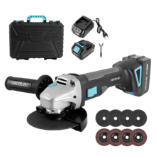 RadialPower 2120 Freemove Amoladora angular batería 21V. Motor sin escobillas, Brushless. Compatible con discos de 125mm. Velocidad hasta 12.000rpm. Incluye 8 discos y maletín.