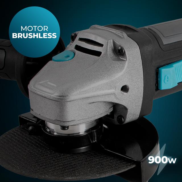 RadialPower 2120 Freemove Amoladora angular batería 21V. Motor sin escobillas, Brushless. Compatible con discos de 125mm. Velocidad hasta 12.000rpm. Incluye 8 discos y maletín.