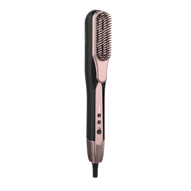 Alisador de cabelo RitualCare Air Lisse 2 em 1 Black Air com 2 cabeças: escova e concentrador. Possui 106.000 rpm com motor digital de alta tecnologia. Seque e alise os cabelos com este ferro, economizando tempo.