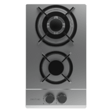 Bolero Squad G 2200S Inox Placa de gas, 2 fuegos, acabado en acero inoxidable, parrillas individuales de hierro fundido, potencia de 5,25kW, quemador WOK triple corona, encendido eléctrico, sistema de seguridad de las válvulas, para gas natural y accesorio para la conversión de gas incluído.