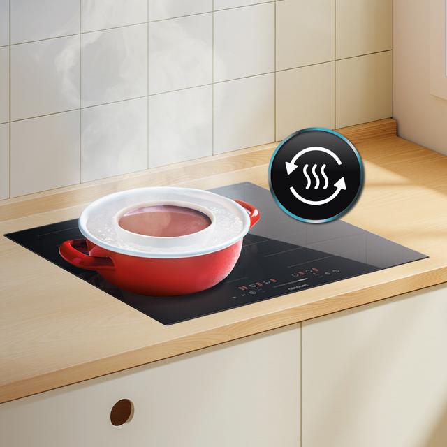 Plaque de cuisson à induction Bolero Squad I 4001 Flex avec 1 zone et 1 zone flexible, 9 niveaux, Minuterie, Fonction Booster, puissance max. 7 200 W, commande Touch Slider, Stop&Go, Kid Lock et chauffage à faible puissance.