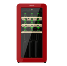 Cantina per vini Bolero GrandSommelier Origin 18 Hit Red dal design retrò rosso, Capacità per 18 bottiglie, Controllo elettronico della temperatura tramite display LED, Intervallo regolabile da 5 a 20ºC, Compressore integrato, Tecnologia NoFrost, Ripiani in legno, Luce interna, Ventilazione interna assistita da ventola, Dimensioni Altezza 74,3 cm, Larghezza 36,6 cm, Profondità 47,6 cm