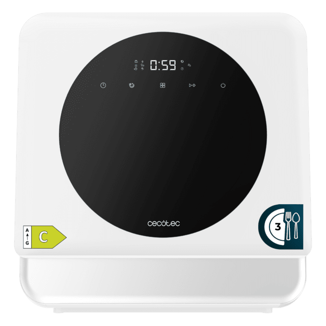 Bolero Aguazero 1100 Lavavajiillas compacto de 3 servicios blanco, clase C, con 6 programas y  Touch Control Panel. Con funciones como Long Storage y Delay Start