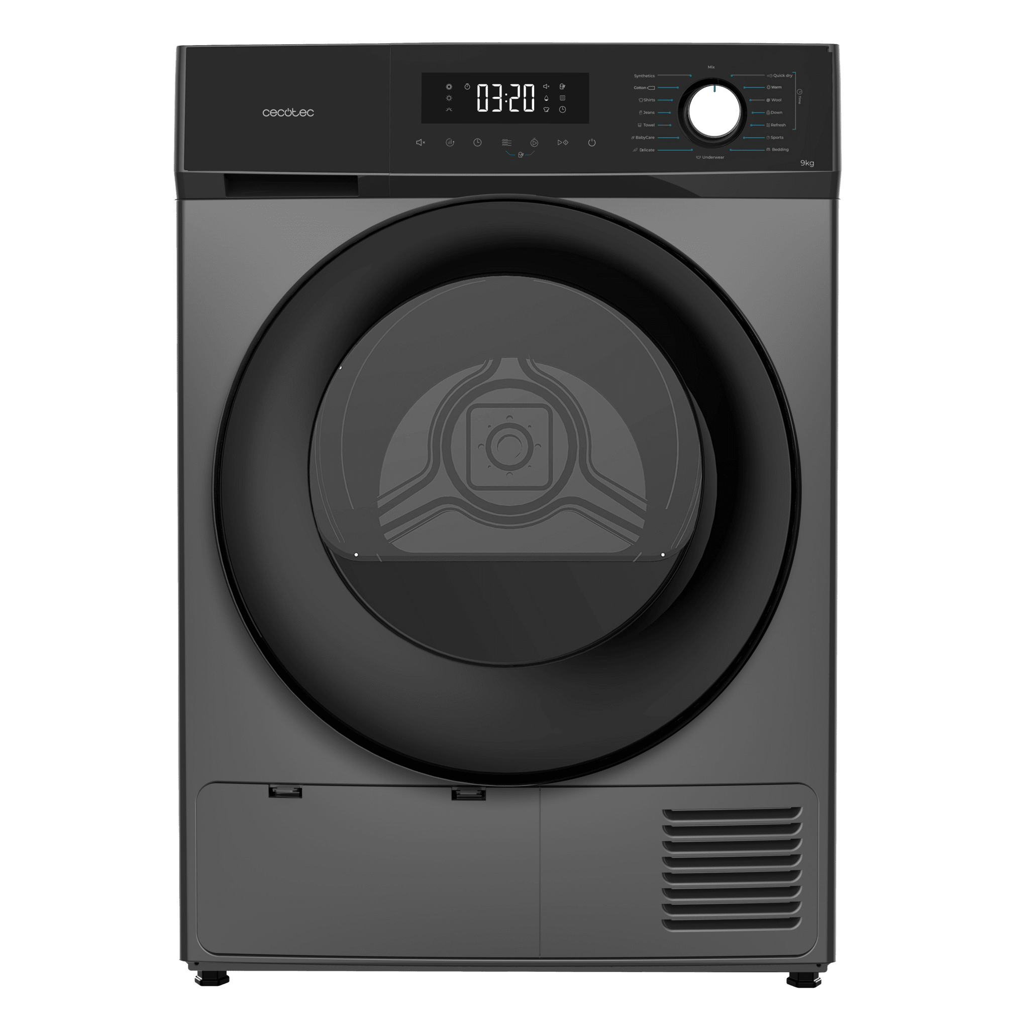 Asciugatrice A Pompa Di Calore Cecotec 9 Kg - Classe A++, 15 Programmi, Funzione Silence, Ritardo Avvio, Sicurezza Bambini