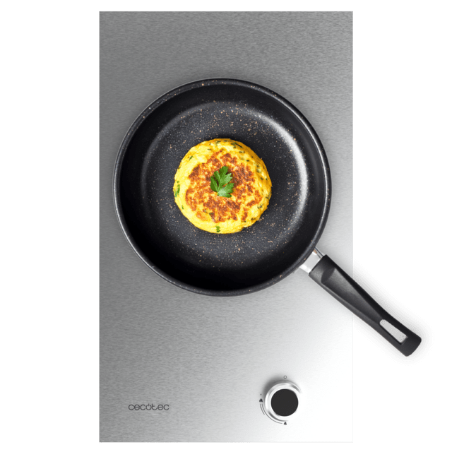 Bolero Squad G 1400S Inox - Placa de gas de 1 Fuego, 3.4kW, Acero Inoxidable, Parrillas de Hierro Fundido, Quemador WOK Triple Corona, Encendido Electrónico, Seguridad en Válvulas, accesorio para la conversión de gas incluído.