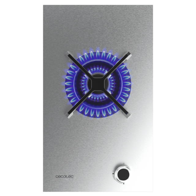 Bolero Squad G 1400S Inox - Placa de gas de 1 Fuego, 3.4kW, Acero Inoxidable, Parrillas de Hierro Fundido, Quemador WOK Triple Corona, Encendido Electrónico, Seguridad en Válvulas, accesorio para la conversión de gas incluído.