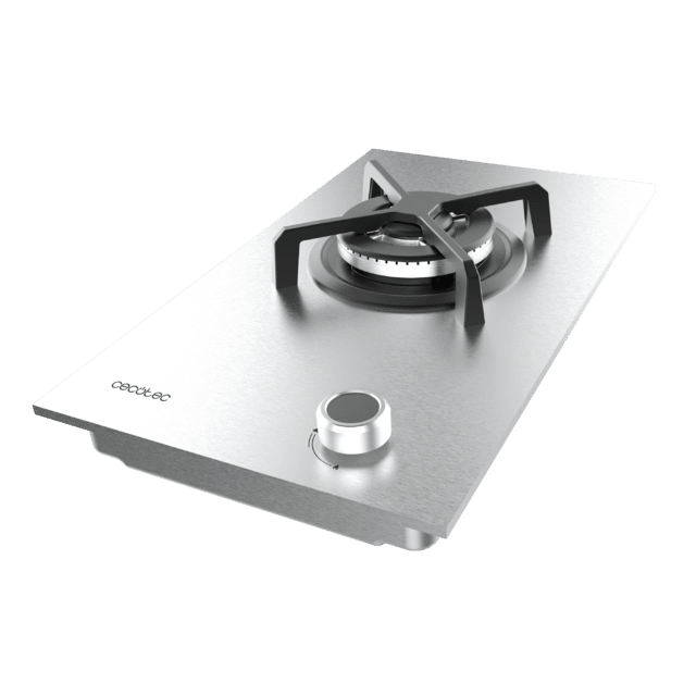 Bolero Squad G 1400S Inox - Placa de gas de 1 Fuego, 3.4kW, Acero Inoxidable, Parrillas de Hierro Fundido, Quemador WOK Triple Corona, Encendido Electrónico, Seguridad en Válvulas, accesorio para la conversión de gas incluído.