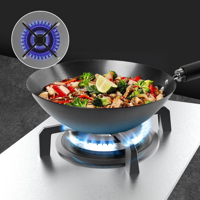 Bolero Squad G 1400S Inox - Placa de gas de 1 Fuego, 3.4kW, Acero Inoxidable, Parrillas de Hierro Fundido, Quemador WOK Triple Corona, Encendido Electrónico, Seguridad en Válvulas, accesorio para la conversión de gas incluído.