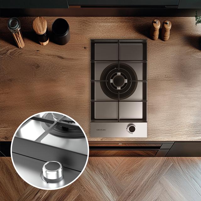 Bolero Squad G 1400F Inox Plaque de cuisson à gaz Cecotec Bolero Squad G 1400F Inox - avec 1 foyer, 3.4 kW, acier inoxydable, grilles en fonte, foyer WOK à triple anneau, allumage électronique, système de sécurité des valves, conversion au gaz butane.