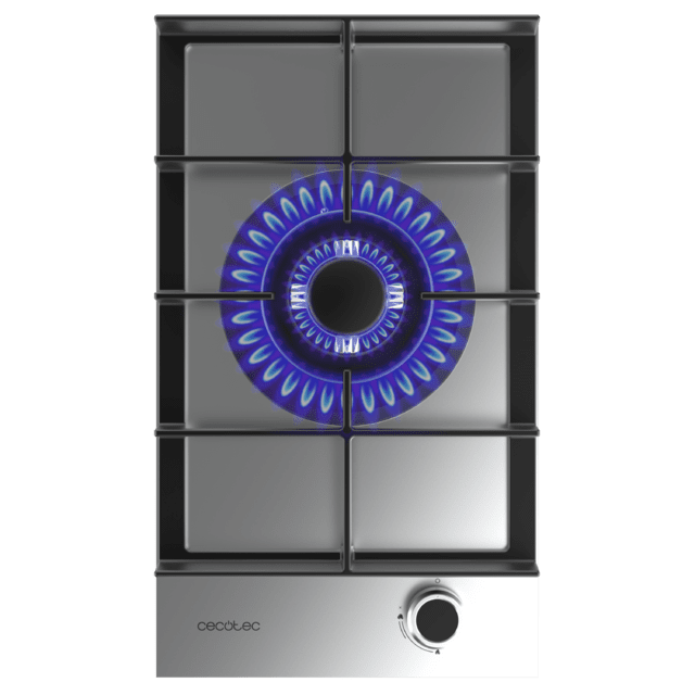 Bolero Squad G 1400F Inox Plaque de cuisson à gaz Cecotec Bolero Squad G 1400F Inox - avec 1 foyer, 3.4 kW, acier inoxydable, grilles en fonte, foyer WOK à triple anneau, allumage électronique, système de sécurité des valves, conversion au gaz butane.