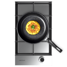 Bolero Squad G 1400F Inox - Placa de gas de 1 Fuego, 3.4kW, Acero Inoxidable, Parrillas de Hierro Fundido, Quemador WOK Triple Corona, Encendido Electrónico, Seguridad en Válvulas, accesorio para la conversión de gas incluído.