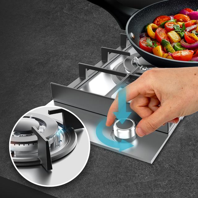 Bolero Squad G 1400F Inox Plaque de cuisson à gaz Cecotec Bolero Squad G 1400F Inox - avec 1 foyer, 3.4 kW, acier inoxydable, grilles en fonte, foyer WOK à triple anneau, allumage électronique, système de sécurité des valves, conversion au gaz butane.