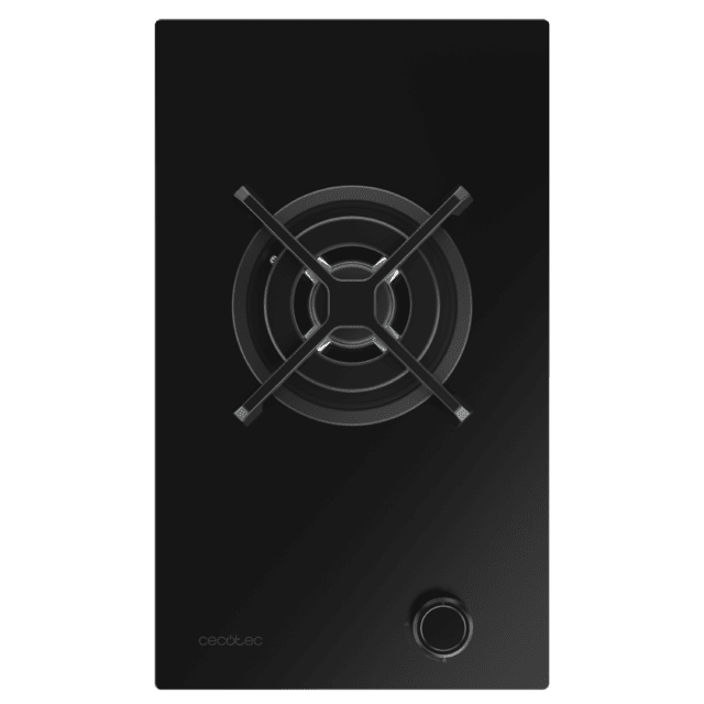 Bolero Squad G 1400S Nano Glass - Placa de gas de 1 Fuego, 3,4kW, Nano Glass, Parrillas de Hierro Fundido, Quemador WOK Triple Corona, Encendido Electrónico, Seguridad en Válvulas, accesorio para la conversión de gas incluído.