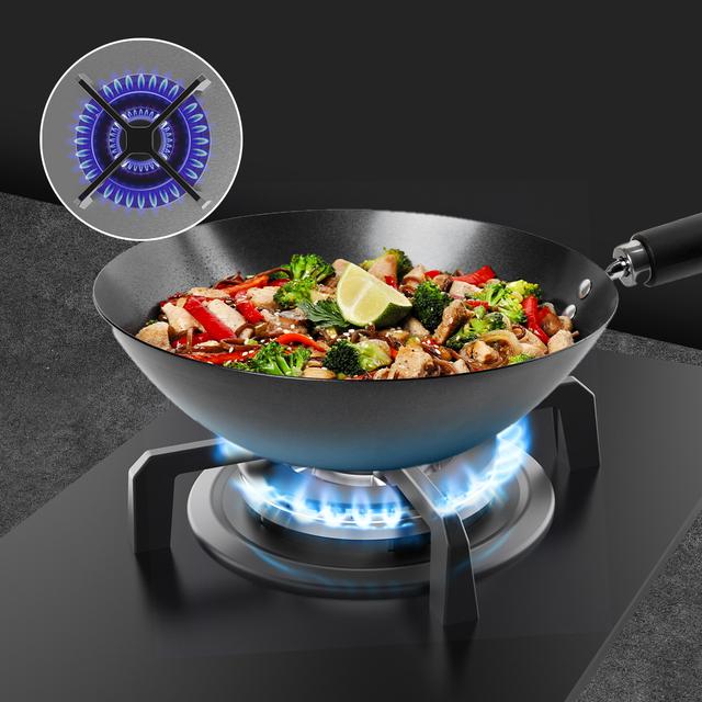 Bolero Squad G 1400S Nano Glass - Placa de gas de 1 Fuego, 3,4kW, Nano Glass, Parrillas de Hierro Fundido, Quemador WOK Triple Corona, Encendido Electrónico, Seguridad en Válvulas, accesorio para la conversión de gas incluído.
