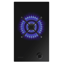 Bolero Squad G 1400S Nano Glass - Placa de gas de 1 Fuego, 3,4kW, Nano Glass, Parrillas de Hierro Fundido, Quemador WOK Triple Corona, Encendido Electrónico, Seguridad en Válvulas, accesorio para la conversión de gas incluído.