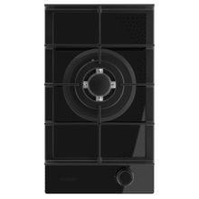 Bolero Squad G 1400F Glass Black - Placa de Gas de 1 Fuego, 3,4kW, Glass Black, Parrillas de Hierro Fundido, Quemador WOK Triple Corona, Encendido Electrónico, Seguridad en Válvulas, accesorio para la conversión de gas incluído.