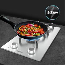 Bolero Squad G 2400S Inox Plaque de cuisson à gaz Cecotec Bolero Squad G 2400S Inox - avec 2 foyers, 5,2 kW, acier inoxydable, grilles en fonte, foyer WOK à triple anneau, allumage électronique, système de sécurité des valves, conversion au gaz butane.