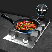 Bolero Squad G 2400F Inox - Placa de gas de 2 Fuegos, 5,2kW, Acero Inoxidable, Parrillas de Hierro Fundido, Quemador WOK Triple Corona, Encendido Electrónico, Seguridad en Válvulas, accesorio para la conversión de gas incluído.