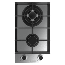 Bolero Squad G 2400F Inox - Placa de gas de 2 Fuegos, 5,2kW, Acero Inoxidable, Parrillas de Hierro Fundido, Quemador WOK Triple Corona, Encendido Electrónico, Seguridad en Válvulas, accesorio para la conversión de gas incluído.