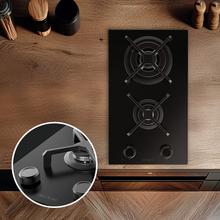 Bolero Squad G 2400S Nano Glass - Placa de gas de 2 Fuegos, 5,2kW, Nano Glass, Parrillas de Hierro Fundido, Quemador WOK Triple Corona, Encendido Electrónico, Seguridad en Válvulas, accesorio para la conversión de gas incluído.