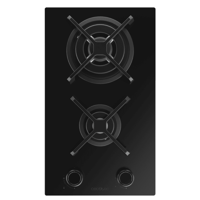 Bolero Squad G 2400S Nano Glass - Placa de gas de 2 Fuegos, 5,2kW, Nano Glass, Parrillas de Hierro Fundido, Quemador WOK Triple Corona, Encendido Electrónico, Seguridad en Válvulas, accesorio para la conversión de gas incluído.