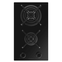 Bolero Squad G 2400S Nano Glass - Placa de gas de 2 Fuegos, 5,2kW, Nano Glass, Parrillas de Hierro Fundido, Quemador WOK Triple Corona, Encendido Electrónico, Seguridad en Válvulas, accesorio para la conversión de gas incluído.