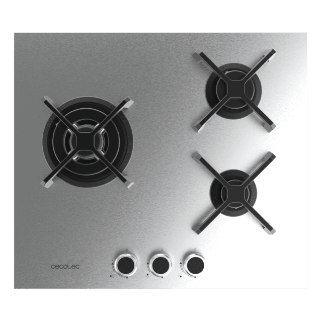 Bolero Squad G 3400S Inox Plaque de cuisson à gaz Cecotec Bolero Squad G 3400S Inox - avec 3 foyers, 6,2 kW, acier inoxydable, grilles en fonte, foyer WOK à triple anneau, allumage électronique, système de sécurité des valves, conversion au gaz butane.