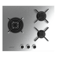 Bolero Squad G 3400S Inox Plaque de cuisson à gaz Cecotec Bolero Squad G 3400S Inox - avec 3 foyers, 6,2 kW, acier inoxydable, grilles en fonte, foyer WOK à triple anneau, allumage électronique, système de sécurité des valves, conversion au gaz butane.