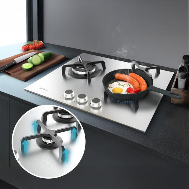 Bolero Squad G 3400S Inox Plaque de cuisson à gaz Cecotec Bolero Squad G 3400S Inox - avec 3 foyers, 6,2 kW, acier inoxydable, grilles en fonte, foyer WOK à triple anneau, allumage électronique, système de sécurité des valves, conversion au gaz butane.