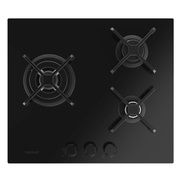 Bolero Squad G 3400S Nano Glass Plaque de cuisson à gaz Cecotec Bolero Squad G 3400S Nano Glass avec 3 foyers, 6,2 kW, Nano Glass, grilles en fonte, foyer WOK à triple anneau, allumage électronique, système de sécurité des valves, conversion au gaz butane.