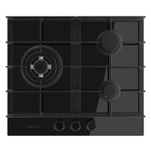 Bolero Squad G 3400F Glass Black Plaque de cuisson à gaz Cecotec Bolero Squad G 3400F Glass Black avec 3 foyers, 6,2 kW, Glass Black, grilles en fonte, foyer WOK à triple anneau, allumage électronique, système de sécurité des valves, conversion au gaz butane