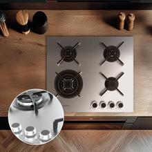 Bolero Squad G 4400S Inox - Placa de gas de 4 Fuegos, 8kW, Acero Inoxidable, Parrillas de Hierro Fundido, Quemador WOK Triple Corona, Encendido Electrónico, Seguridad en Válvulas, accesorio para la conversión de gas incluído.