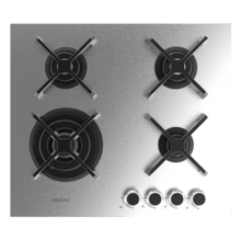 Bolero Squad G 4400S Inox - Placa de gas de 4 Fuegos, 8kW, Acero Inoxidable, Parrillas de Hierro Fundido, Quemador WOK Triple Corona, Encendido Electrónico, Seguridad en Válvulas, accesorio para la conversión de gas incluído.