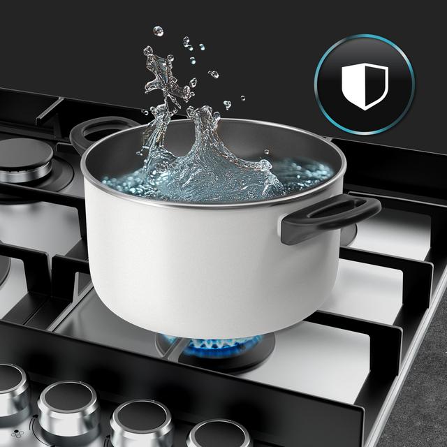 Bolero Squad G 4400F Inox - Placa de gas de 4 Fuegos, 8kW, Acero Inoxidable, Parrillas de Hierro Fundido, Quemador WOK Triple Corona, Encendido Electrónico, Seguridad en Válvulas, accesorio para la conversión de gas incluído.